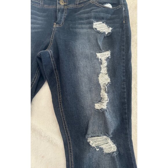 Blue Spice Blue Skinny Jeans Womens Plus Size 16 Distressed - Picture 3 of 10